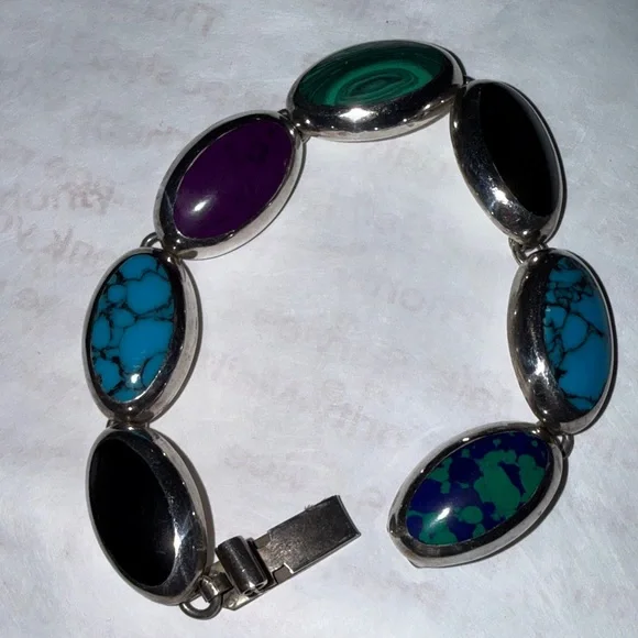 Elegant Silver and Turquoise Bracelet 925 - Picture 4 of 8